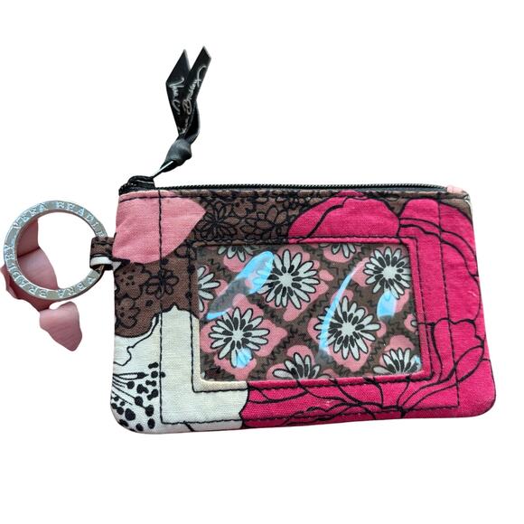 Vera Bradley keychain ID wallet pink floral fabric zipper case slim preppy - Picture 6 of 6